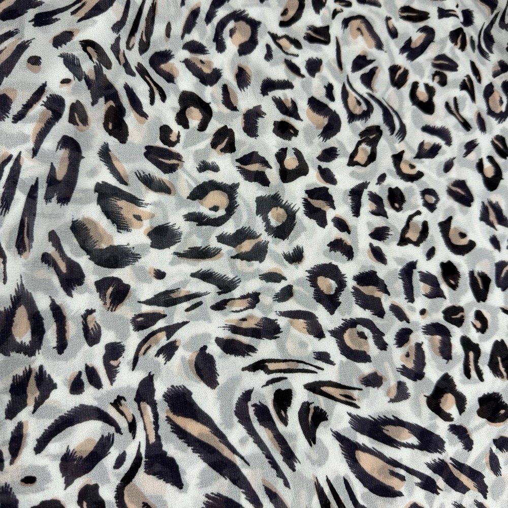 Cabi 5337 Womens White Sheer Gauzy Balloon Sleeve Leopard Print Blouse Top Sz L - Picture 6 of 6